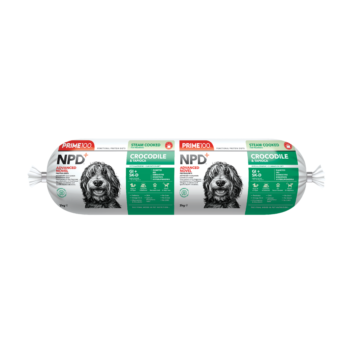 NPD Crocodile Tapioca Dog Food Roll 2kg Vet Exclusive Prime100